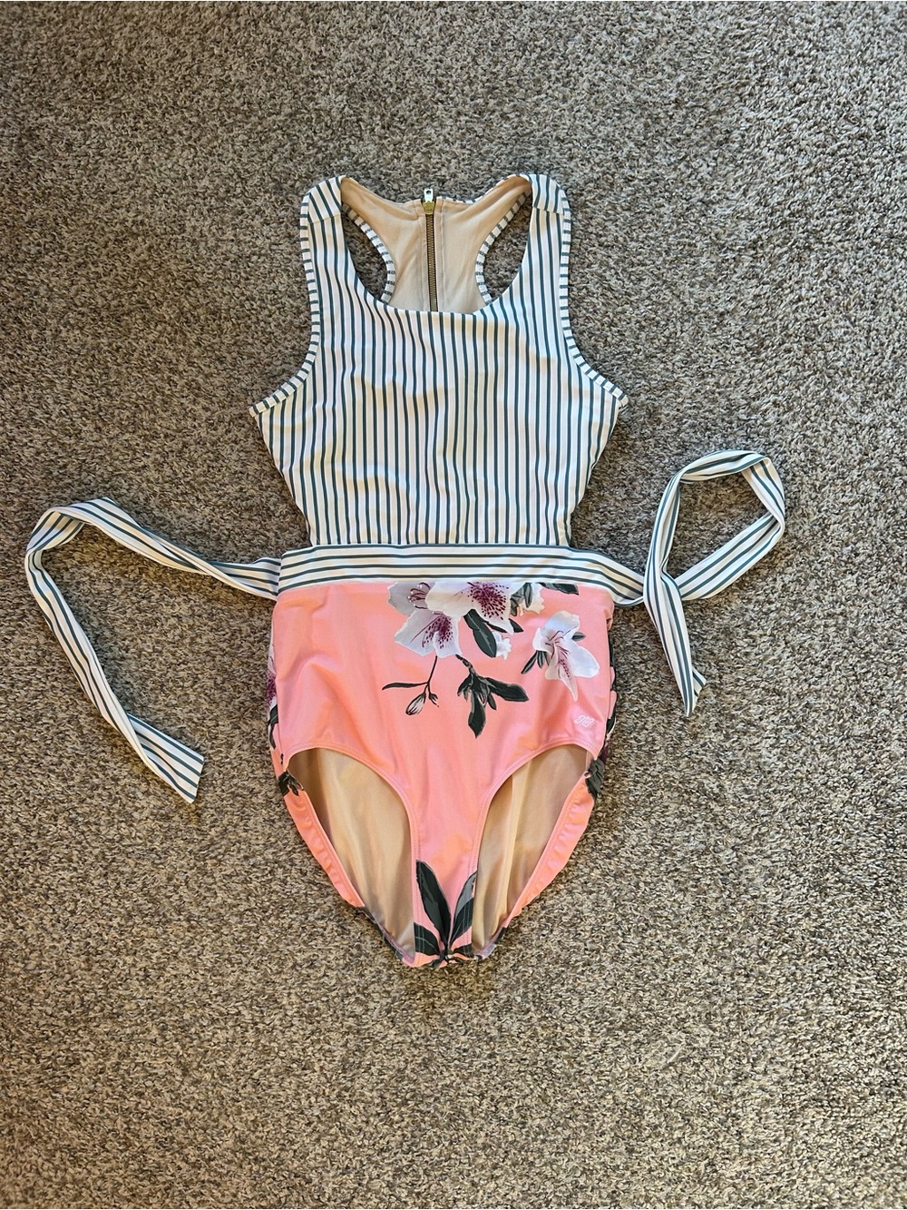 Albion Floral and Striped Swim Suit